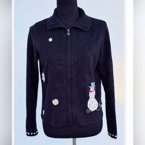 Woolrich Women’s M Petite Zip Up Snowman Sweater